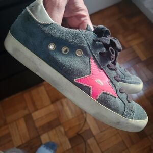 Golden Goose Superstar Sz 36 Dark Teal and Pink Star Sneakers